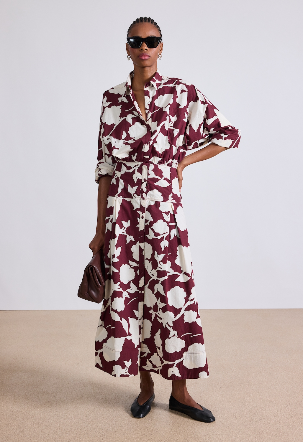 Raschelle wears the Pietra Maxi Shirt Dress